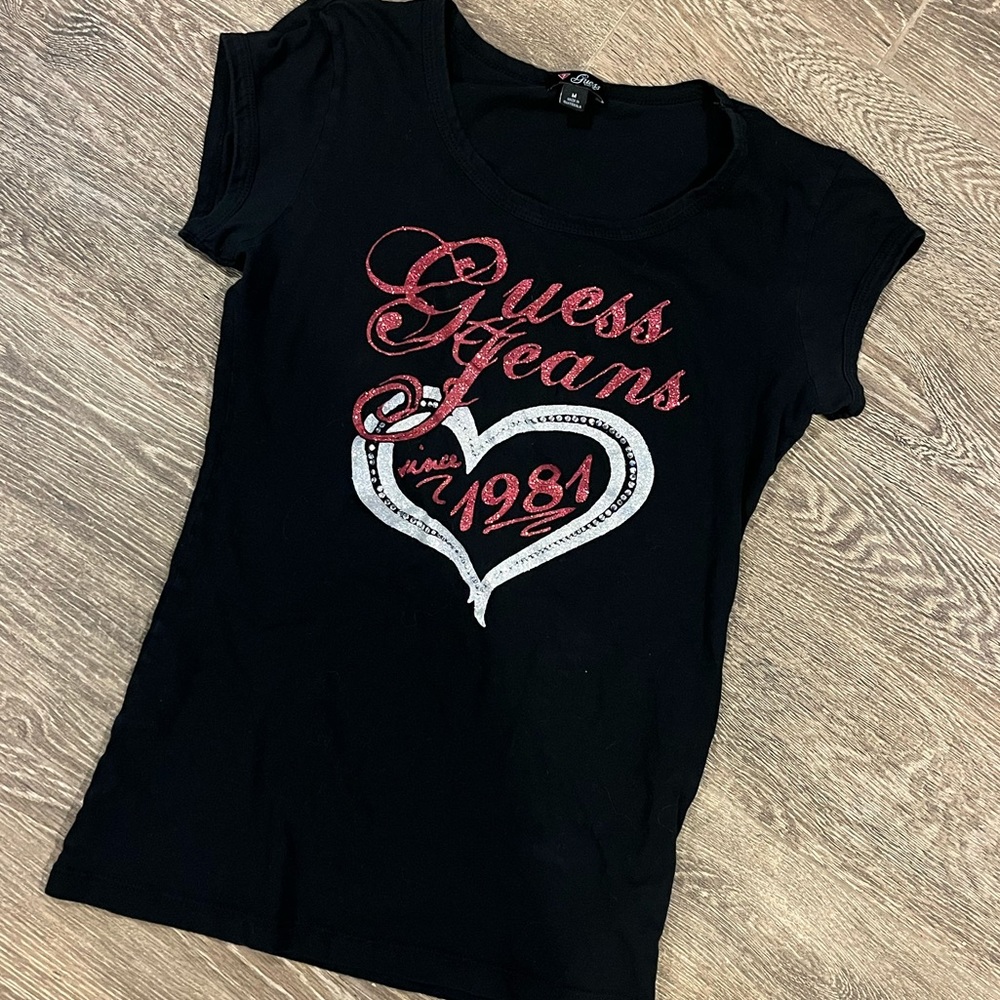 Glitter black Guess Tee shirt